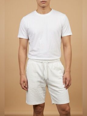 Zara White Cotton Jogger Shorts Men’s Size S Elastic Waist